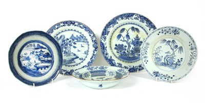 Lot 316 - Eight Chinese blue and white plates and a bowl