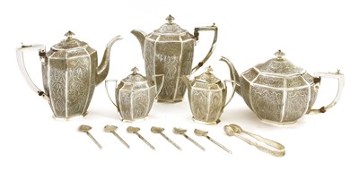 Lot 94 - An Indian silver five-piece tea service