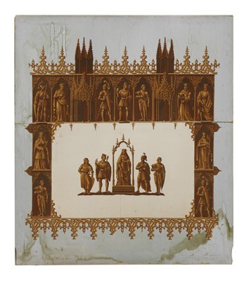Lot 590 - A painted French chateau bifold fire blank