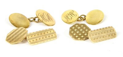 Lot 16 - Two pairs of 9ct gold cufflinks