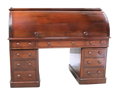 Lot 360 - A Victorian mahogany cylinder estate bureau