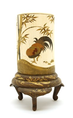 Lot 112 - A Japanese tusk vase
