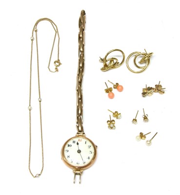 Lot 12A - A ladies 9ct gold mechanical bracelet watch