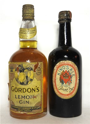 Lot 92 - Gordon's Lemon Gin, Tanqueray Gordon & Co Ltd, one bottle and Bass, King's Ale, 1902, one bottle