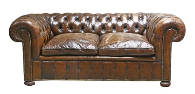 Lot 247 - A modern leather upholstered two-seater chesterfield settee