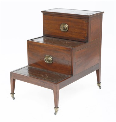 Lot 123 - A George III strung mahogany three-tier step commode