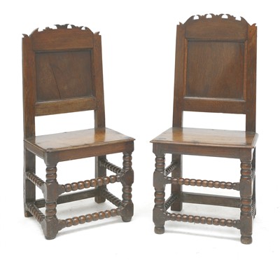Lot 173 - A pair of oak back stools