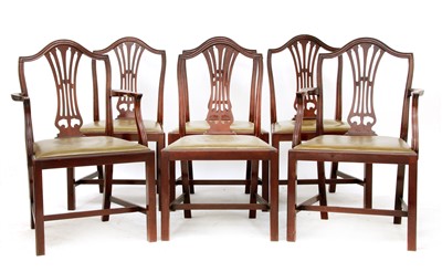 Lot 388 - Six Hepplewhite-style mahogany dining chairs