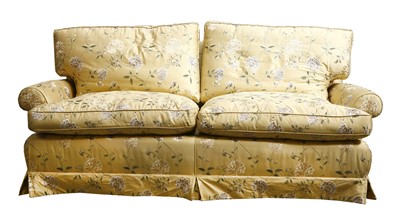 Lot 10 - A modern silk upholstered settee