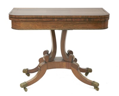 Lot 407 - A Regency rosewood fold-over card table