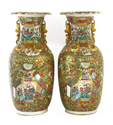 Lot 44 - A pair of Chinese Canton enamelled famille rose vases