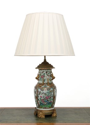 Lot 26 - A Cantonese vase table lamp