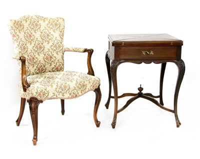 Lot 252 - A French walnut open armchair