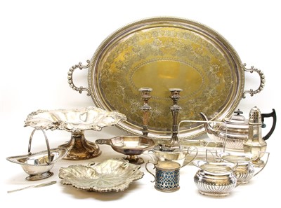 Lot 198 - A large metal oval tray with handles