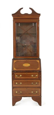 Lot 244 - An Edwardian inlaid bureau bookcase