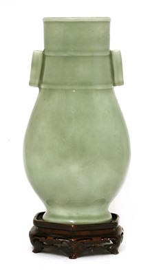 Lot 106 - A Chinese celadon hu vase