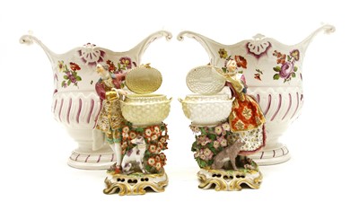 Lot 205 - A pair of 19th century Continental porcelain figure groups