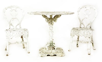 Lot 275 - A Victorian design white painted garden table and two chairs