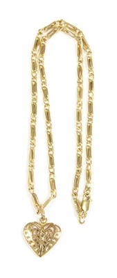 Lot 20 - A 9 carat gold heart shaped pendant on chain