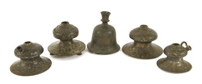 Lot 333 - Five bidri hookah pipe bases