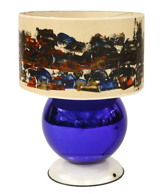 Lot 125 - A large blue lustre 'ball' table lamp