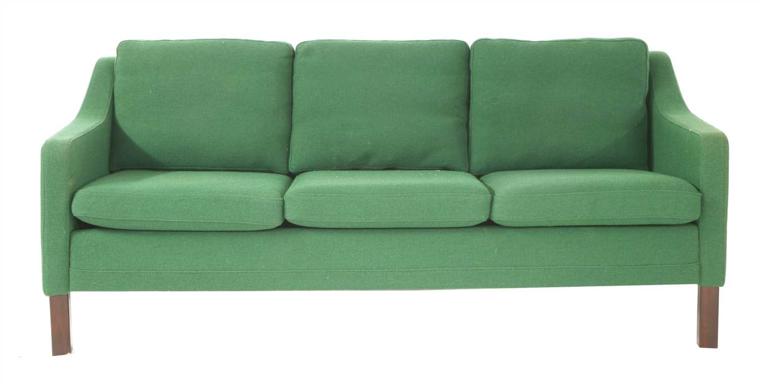 Lot 53 - A Danish green wool three-seater sofa