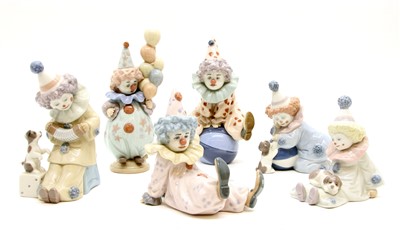 Lot 122 - Six Lladro figures of clowns