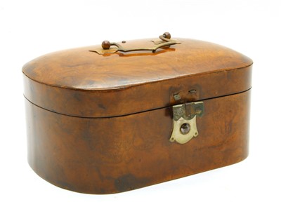 Lot 140 - A Victorian walnut serpentine box containing assorted buckles