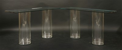 Lot 474 - A pair of contemporary glass console tables