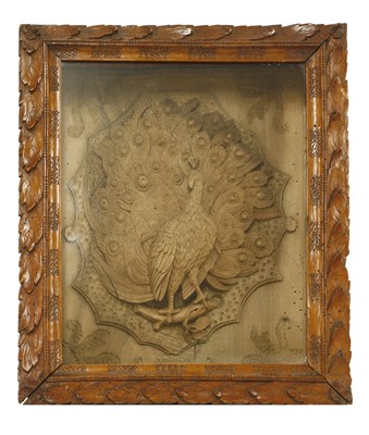 Lot 431 - A limewood(?) carving of a peacock