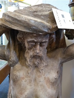 Lot 367 - A pair of carved wood caryatid brackets