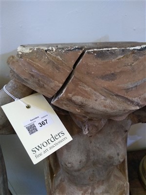Lot 367 - A pair of carved wood caryatid brackets