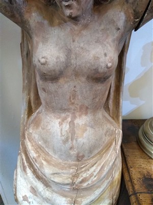 Lot 367 - A pair of carved wood caryatid brackets