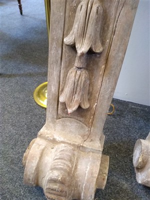 Lot 367 - A pair of carved wood caryatid brackets