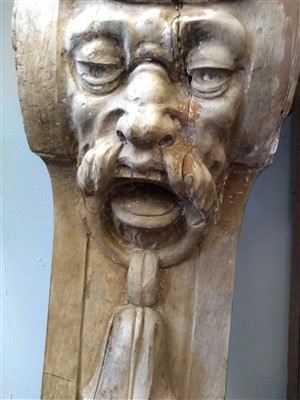 Lot 367 - A pair of carved wood caryatid brackets
