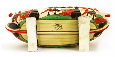 Lot 126 - A Clarice Cliff 'Red Trees and House' Viking boat centrepiece
