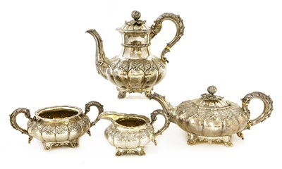 Lot 28 - A George IV silver four-piece tea set