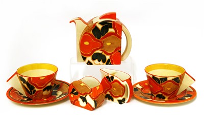 Lot 154 - A Clarice Cliff 'Orange Chintz' Stamford trio