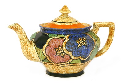 Lot 159 - A Clarice Cliff 'Gardenia' café au lait Athens teapot and cover