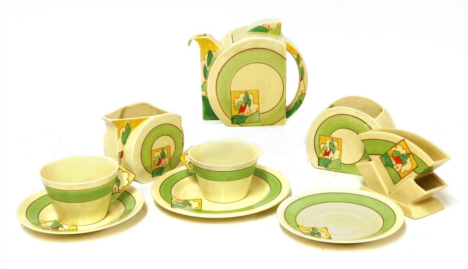 Lot 172 - A Clarice Cliff 'Stroud' Stamford tea-for-two