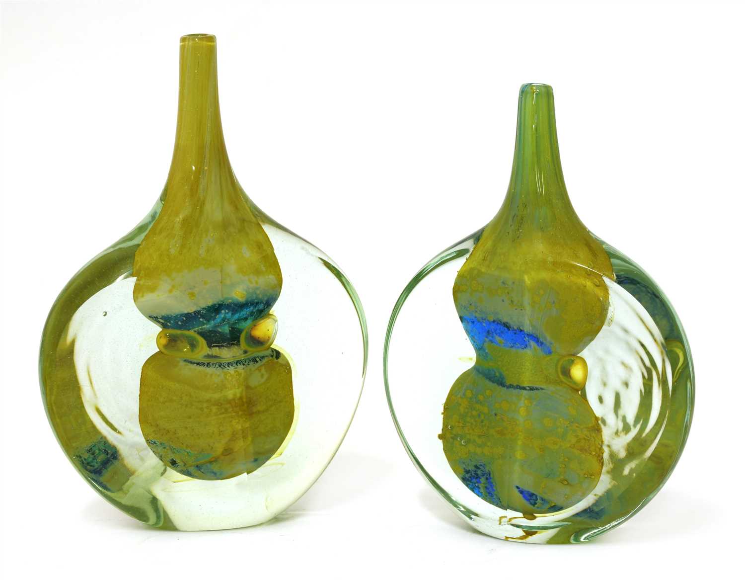 Lot 559 - Two Mdina lollipop glass vases