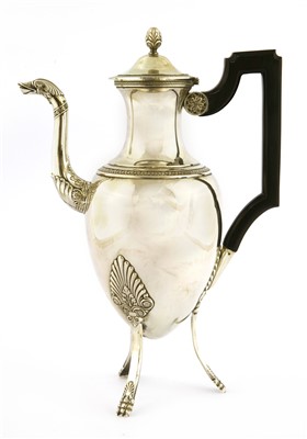 Lot 84 - A French white metal coffee pot