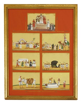 Lot 432 - A set of seven Indian gouache on mica studies