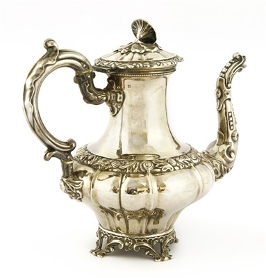 Lot 85 - A Continental white metal coffee pot