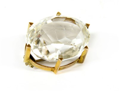 Lot 18 - A Victorian single stone oval Brazilian cut rock crystal brooch