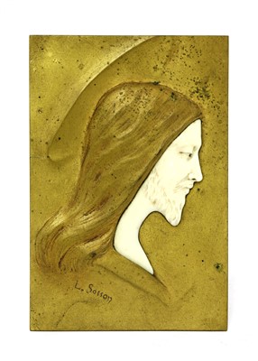 Lot 815 - A bronze and ivory panel