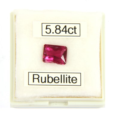 Lot 40 - An unmounted octagonal scissor cut rubelite
