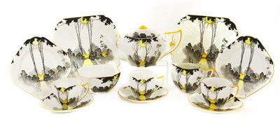 Lot 200 - A Shelley 'Sunset and Tall Trees' pattern twelve-setting tea set