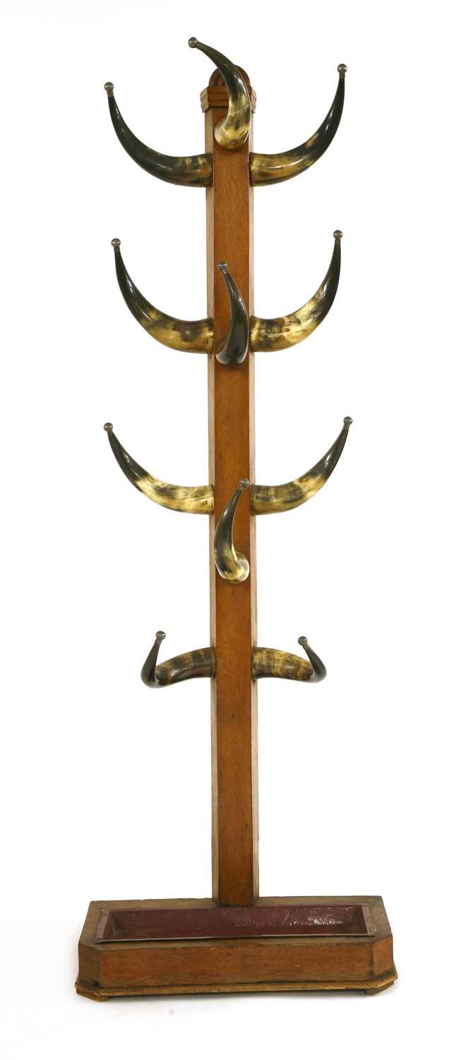 Lot 27 - A Victorian oak and horn hat stand