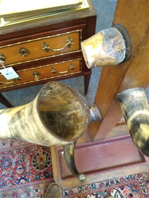 Lot 27 - A Victorian oak and horn hat stand